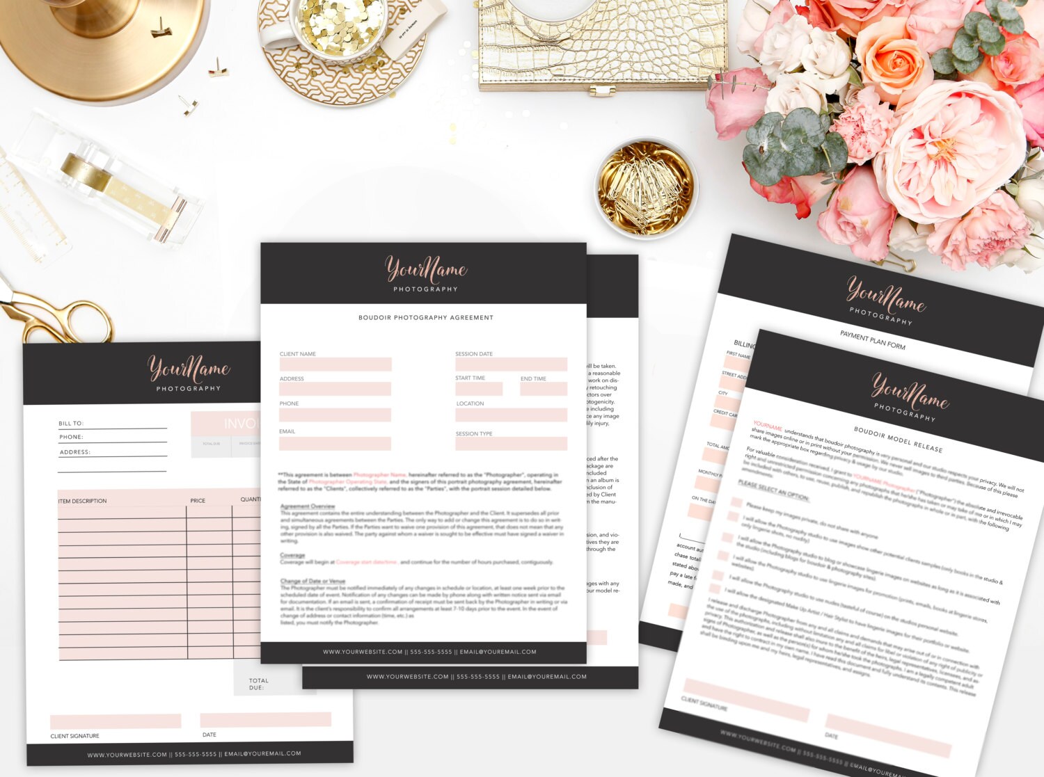 Boudoir Portrait Glamour Business Form Kit Psd Template