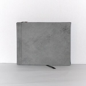 Leather Photo Album or Artists Watercolor Album with Khadi Watercolor Paper, 5x7, Charcoal Gray Italian Lambskin