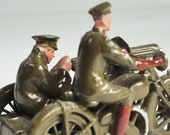 Vintage Britains Toy Soldiers Military Motorcycle and Sidecar with a Machine Gun