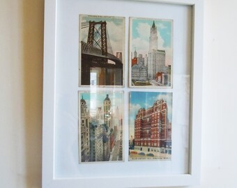 New York City/ 4 Very Old Post Cards in Full Color / Vintage Glimpse of  New/ Old Architecture / Great Color