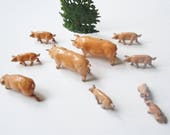 Toy Farm Pigs JoHillco Pastural Tabletop Landscape Boar, Sow,7 piglets, and small shrubbery