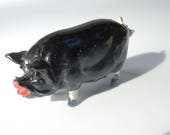 Pig Sow Antique Farm Animal England Cute Fat Mother Pig with a pink snout and white feet