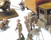 Vintage Britains Toy Soldiers Anti Aircraft Unit of the British Army 11 Pieces from a boxed set