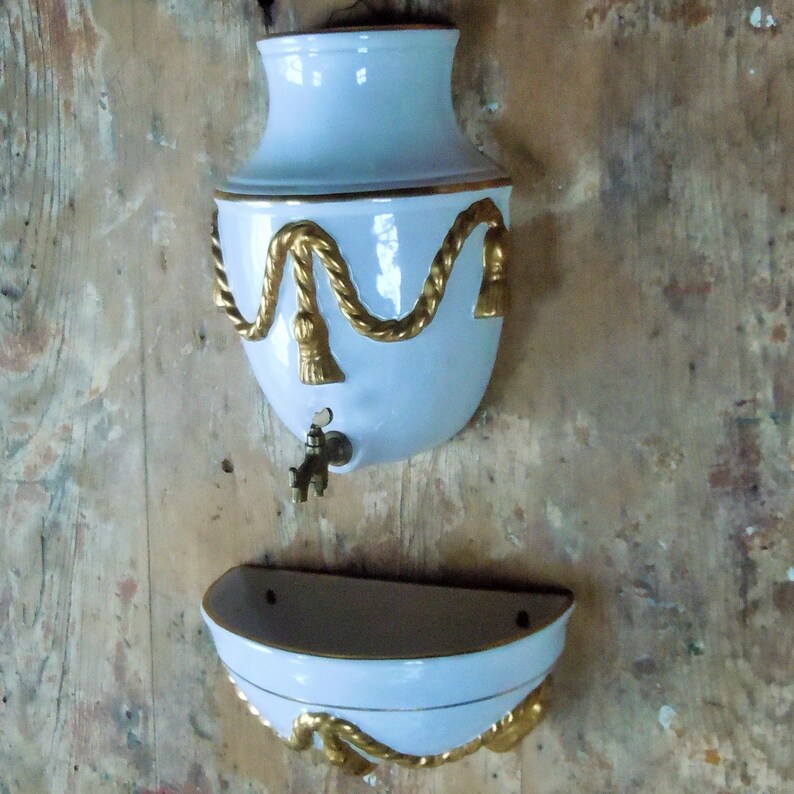 Italian Ceramic Wall Fountain / Lavabo / 2 Pieces / White Etsy