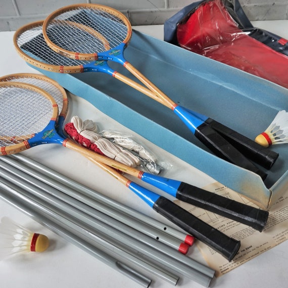 Badminton Set with 4 Rackets, 2 Shuttlecocks, Net, Poles