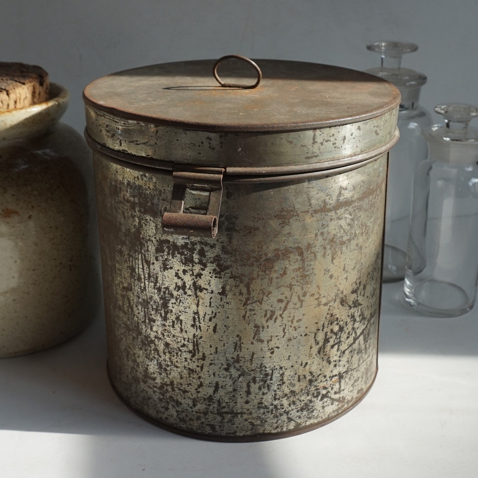 Tin Canister With Hinged Lid / Shiny and Rusty / Beautiful Etsy UK