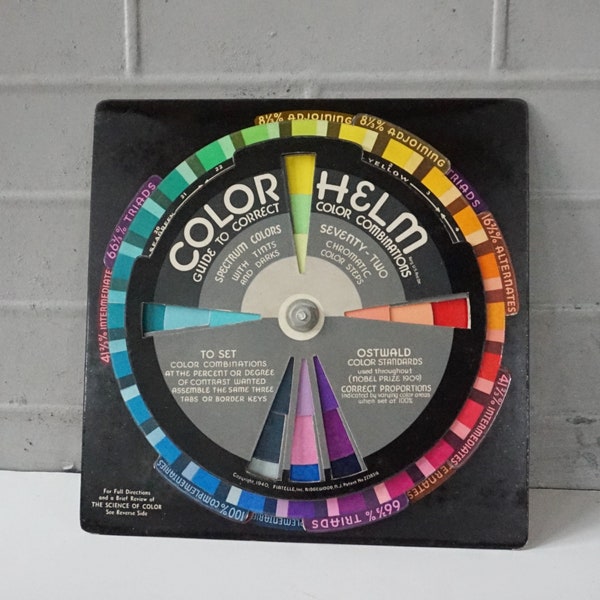 Color Helm / Color Wheel / 1940's guide to Complimentary Colors / Varnished Cardboard