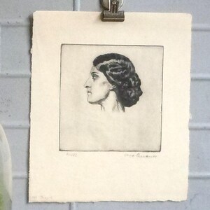 Portrait by German Artist Otto Quante / Vintage Etching Numbered and signed by Artist