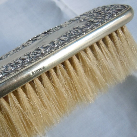 Silver Brush / Natural Boar Bristle / Brushing Th… - image 2