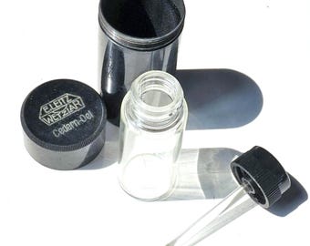 Metal Cylinder / Glass bottle / Oil /  Science Decor