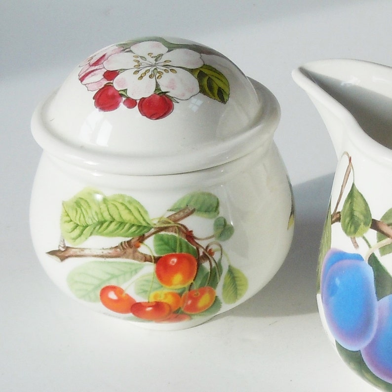 Portmeirion Pomona Sugar and Creamer / Beautiful Fruit Pattern Etsy UK