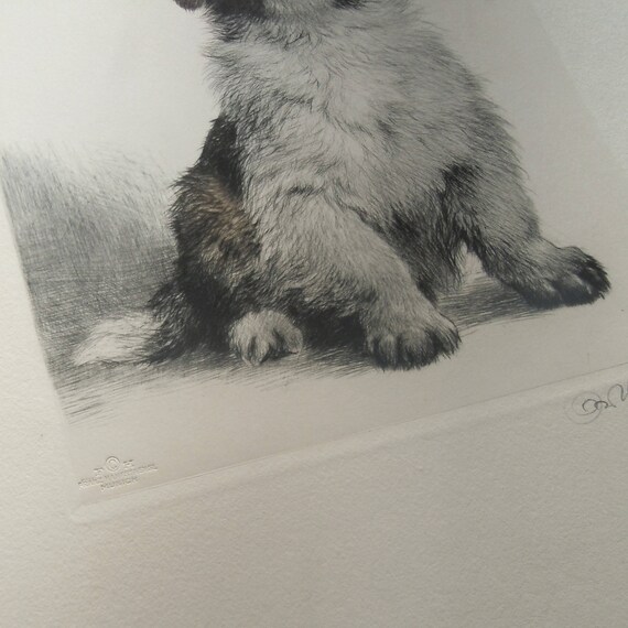 Dog Engraving / Kurt Meyer Eberhardt / 1946 / Authentic Early