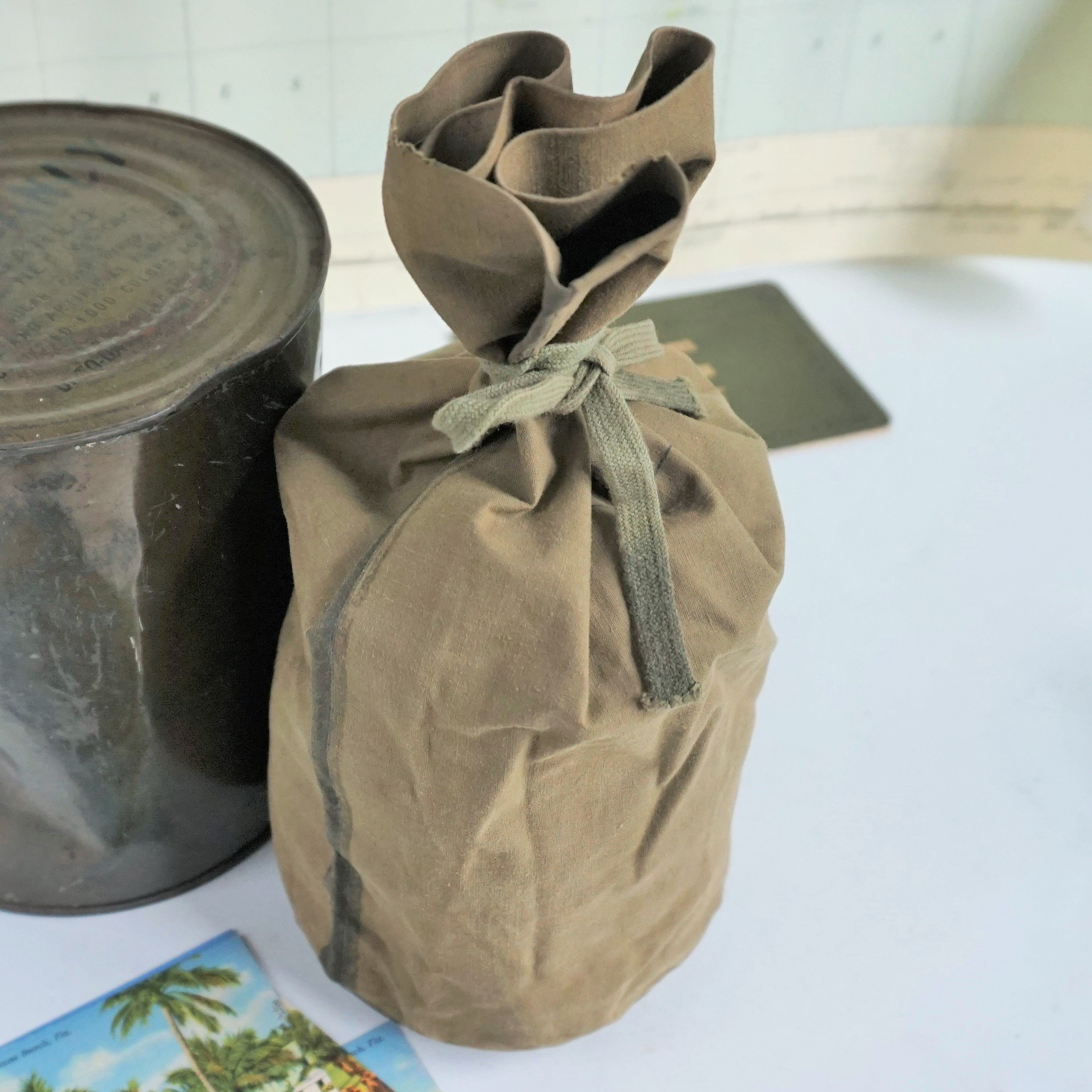 WW 2 Rubberized Canvas Bag / 1943 Rand Rubber Co / Small