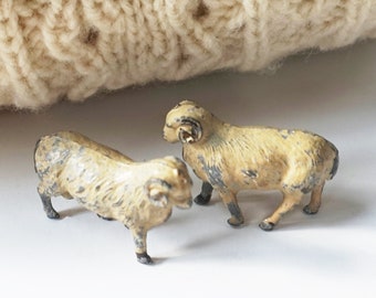 Vintage Farm / Britains / 2 Rams  / Pastural Tabletop Landscape / Early Casting with Tags