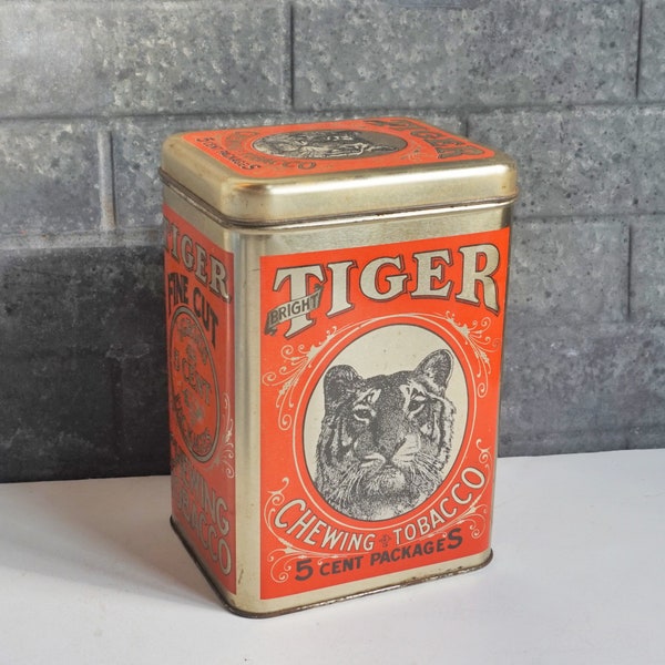 Tiger Chewing Tobacco / Early Large-Sized Replica of an Interesting Can / Usable