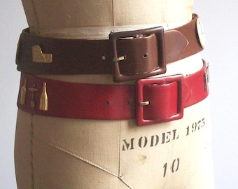 Vintage 1950's Tapered Belts with International Embellishments