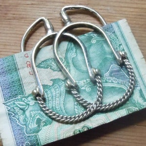 Silver Money Clip / Very Very Old Double Spur Silver Men&#39;s Accessory  / Rare Unmarked