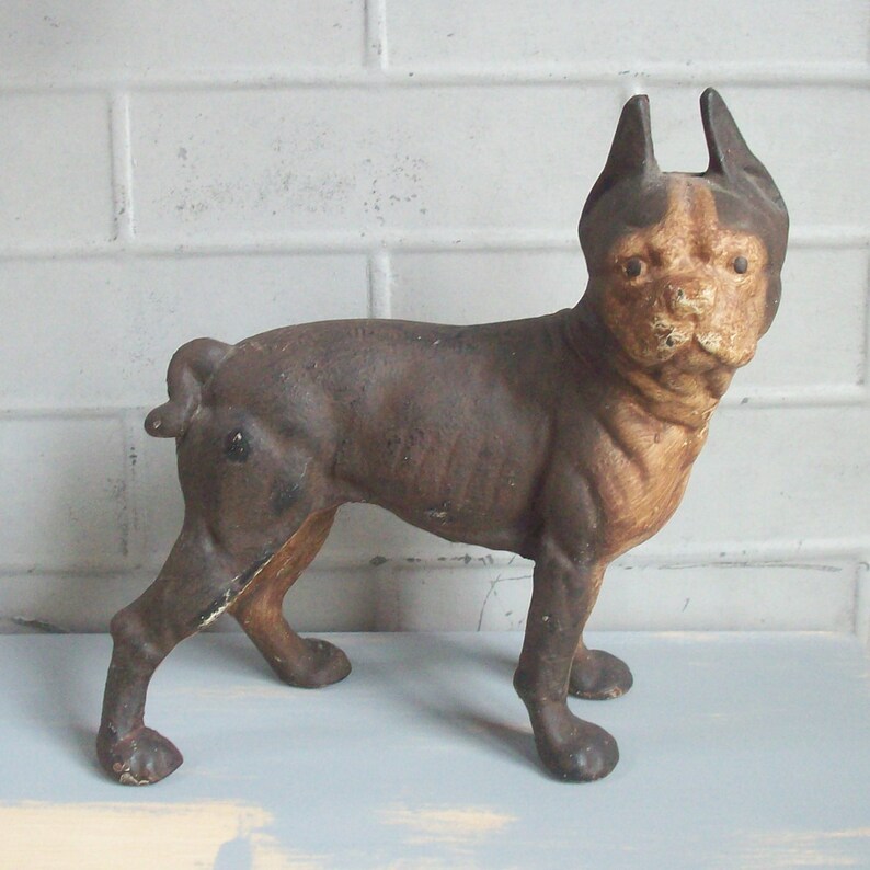 Vintage Cast Iron Dog / Boston Terrior / Original Finish / Etsy