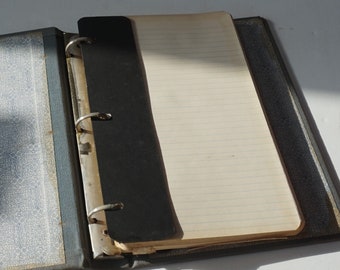 Old Paper Stock with Binder / Simple Lined Paper /  Aged around edges  / 7" by 9" / Completely Unused / 3 Hole Small Binder