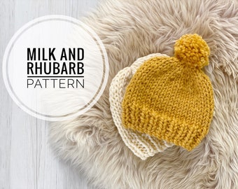 Ashton PDF Baby and Kind Chunky Pom Beanie Strickmuster, Baby Strickmuster, Kinder Mütze Muster, Kleinkind Mütze Muster, PDF Muster