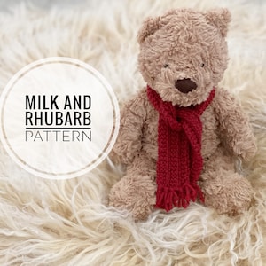 Teddy pdf-sjaalbreipatroon, berensjaalpatroon, gebreide teddybeer, gebreide teddybeer, Collector Bear-breipatronen, pdf-patroon