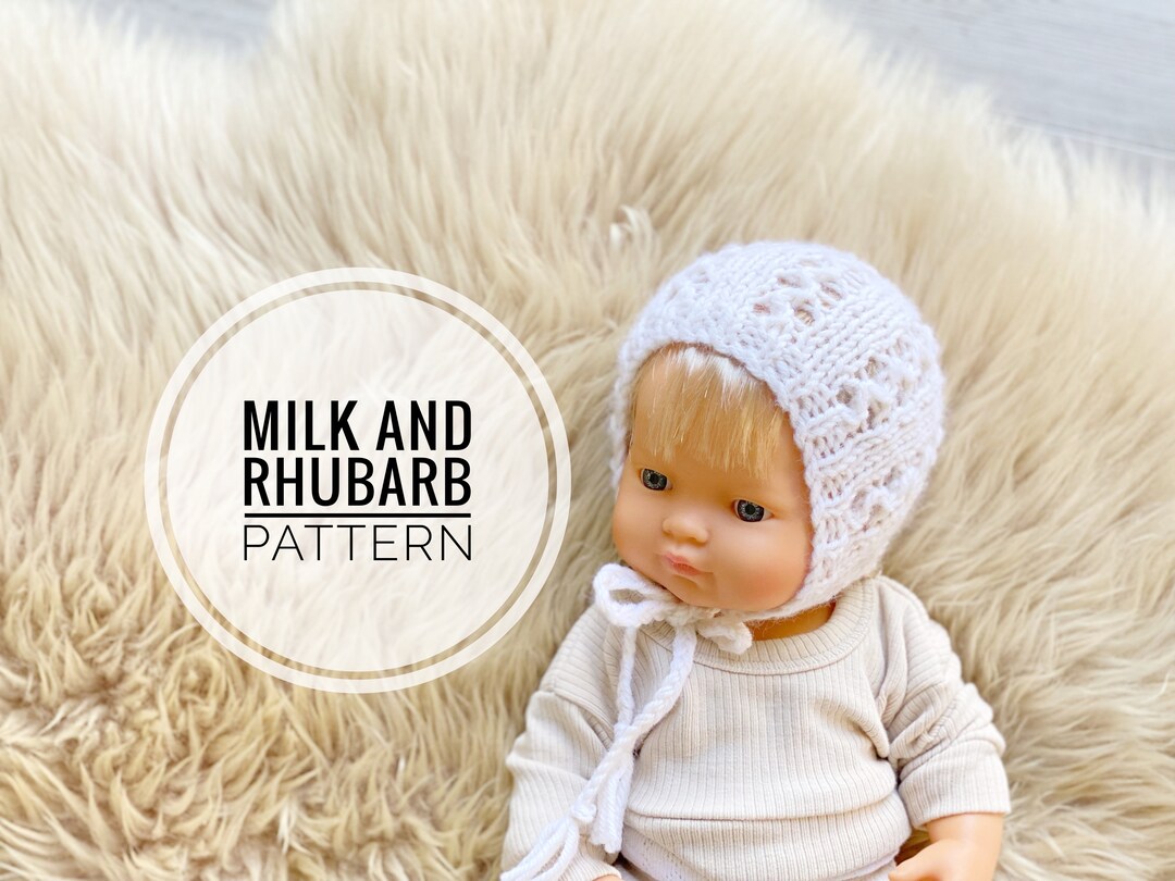 Mini Doll Bonnet Pattern Imogen PDF 38cm Doll Knitting Pattern, Doll Bonnet to Fit 38cm Doll ...