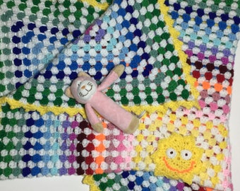 Rainbow Blanket - Crochet Baby Blanket - Handmade Rainbow Throw - New Baby Gift - Keepsake