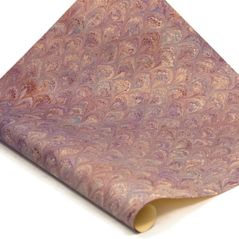 Purple Peacock Hand-Marbled Paper Imported From Italy