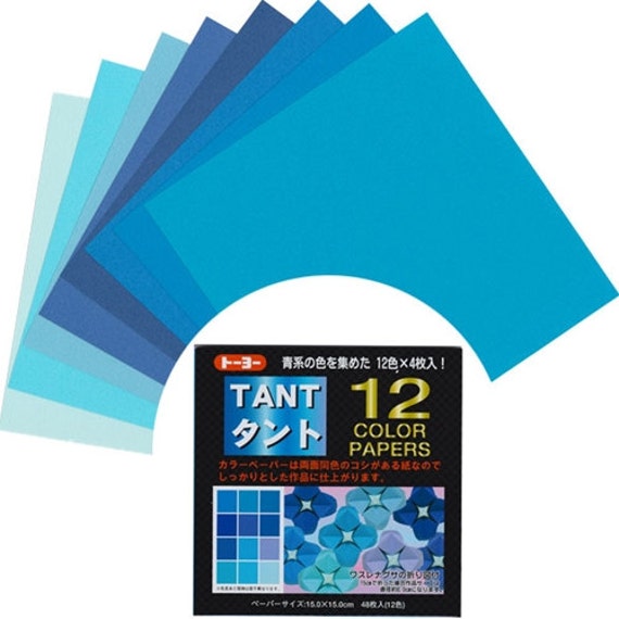 Tant Origami Paper Pack Blues 6 Size 48 Sheets In 12 Different Shades Of Blue