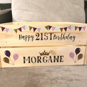 Big birthday crate * Empty* box to fill yourself with  bunting  balloons any colour name and age