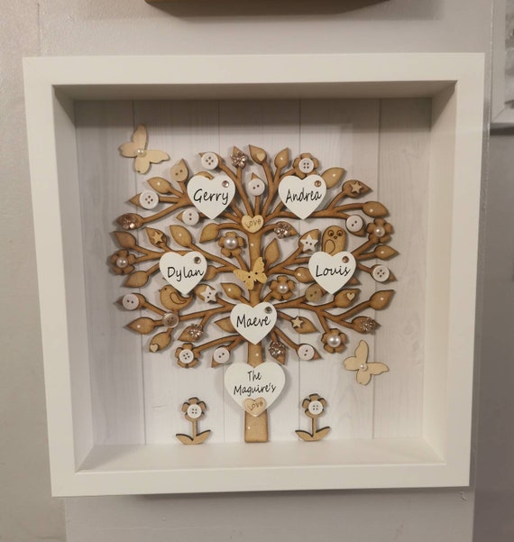  Marco de árbol genealógico personalizado con nombres de árbol  de la vida, con forma de corazón de madera, para mamá, abuela, regalo para  el día de la madre, Navidad, cumpleaños, aniversario