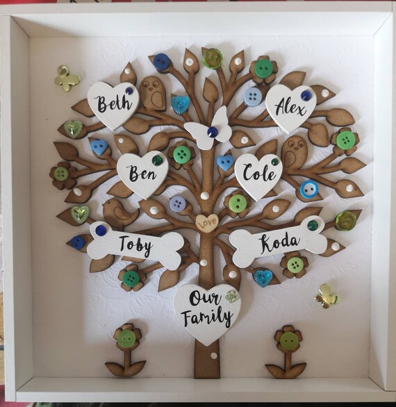 Cadre d'arbre généalogique coeur personnalisé nom de famille personnalisé  encadré cadeau de Noël pour les grands-parents fait à la main en bois  Fmaily arbre cadeau pour la fête des pères fête des