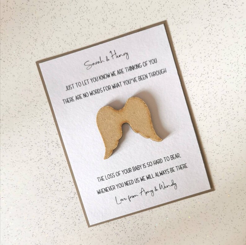 Wooden Pocket Hug Angel Wings Sympathy Memorial Card Hard Etsy UK