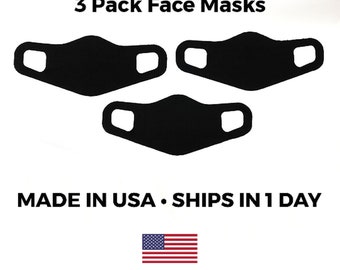 Face Mask - 3 Pack - Laser Cut - No Touch - Black
