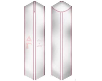 Delta Gamma - Estola de graduación de hermandad / Faja de graduación blanca