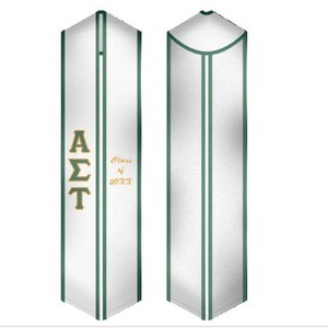 Alpha Sigma Tau - Sorority Graduation Stole / Graduation Sash White