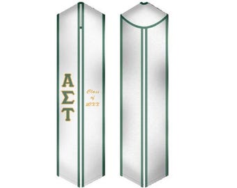 Alpha Sigma Tau - Sorority Graduation Stole / Graduation Sash White