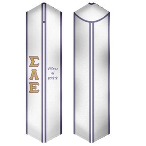 Sigma Alpha Epsilon - Fraternity Graduation Stole / Graduation Sash White