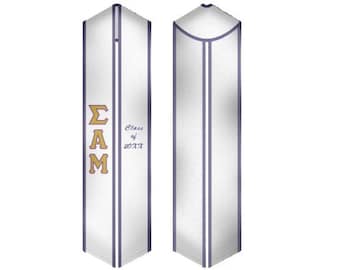 Estola de graduación de fraternidad/faja de graduación blanca de Sigma Alpha Mu