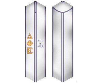 Estola de graduación de fraternidad/faja de graduación blanca Delta Phi Epsilon