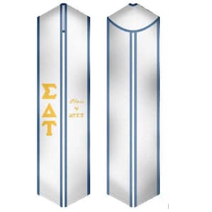 Sigma Delta Tau - Sorority Graduation Stole / Graduation Sash White