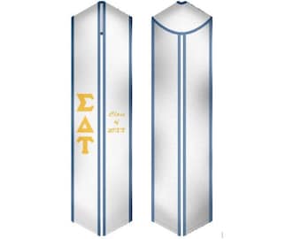 Estola de graduación de hermandad / Faja de graduación de Sigma Delta Tau, color blanco