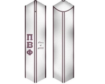 Pi Beta Phi - Estola de graduación de hermandad / Faja de graduación blanca