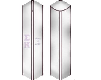 Estola de graduación de hermandad/faja de graduación blanca de Sigma Kappa