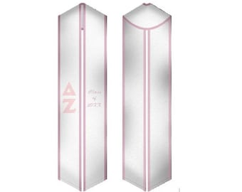 Delta Zeta - Sorority Graduation Stole / Graduation Sash White
