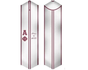 Estola de graduación de la hermandad Alpha Phi / Faja de graduación blanca