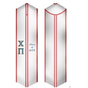 Chi Phi- Fraternity Graduation Stole / Graduation Sash White