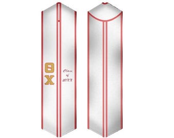 Theta Chi - Estola de graduación de fraternidad / Faja de graduación blanca