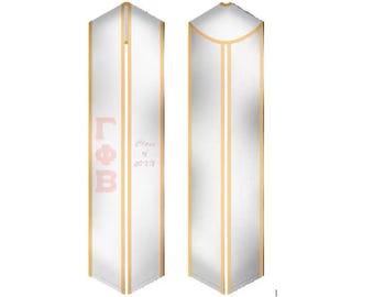 Estola de graduación de hermandad Gamma Phi Beta / Faja de graduación blanca