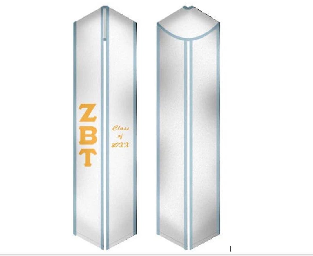 Zeta Beta Tau - Sorority Graduation Stole / Graduation Sash White - Etsy